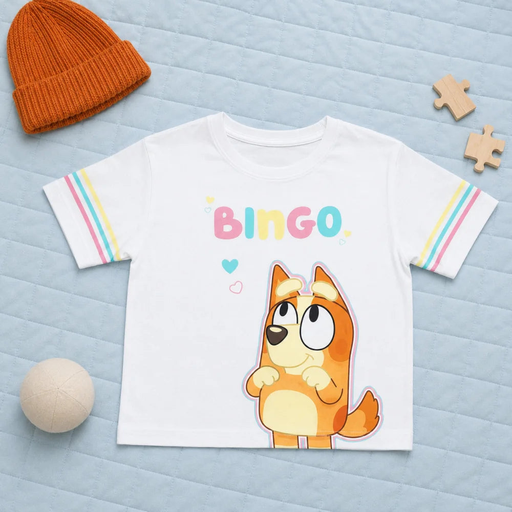 Bluey Bingo 2er Set Kinder Mädchen kurzarm T-Shirt Shirt Gr 92-98 Baumwolle - WS-Trend.de