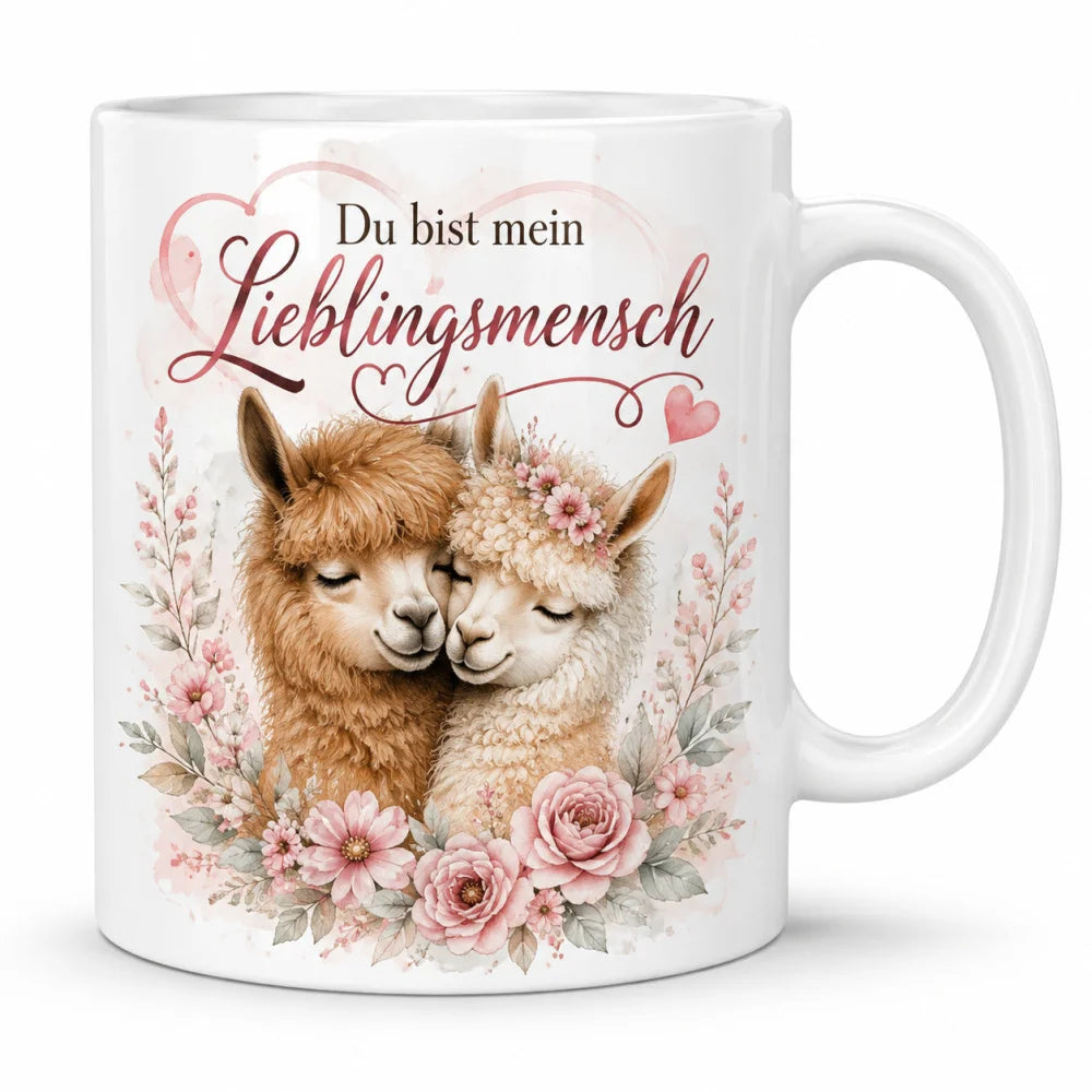 Alpaka-Tasse für Lieblingsmenschen - Geschenk zum Jahrestag beidseitig - WS-Trend.de