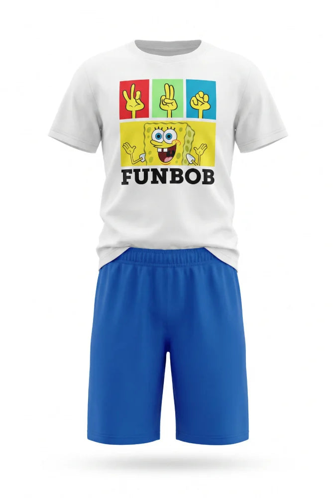 Spongebob Schwammkopf Kinder Schlafanzug Pyjama kurz 104 - 134 baumwolle - WS-Trend.de