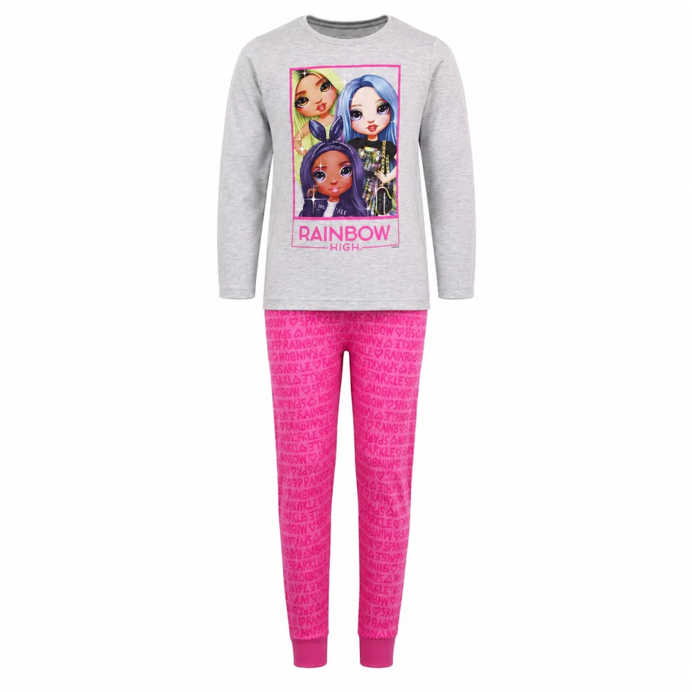 Rainbow High Mädchen Kinder Langarm-Schlafanzug Pyjama 98–110 Baumwolle - WS-Trend.de