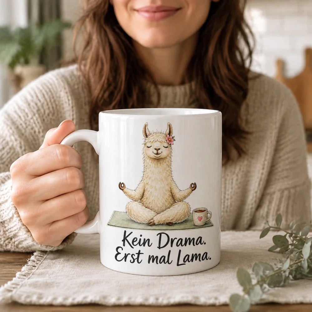 Lama Anti-Stress-Tasse - Geschenk mit Spruch - weiß aus Keramik 330 ml - WS-Trend.de