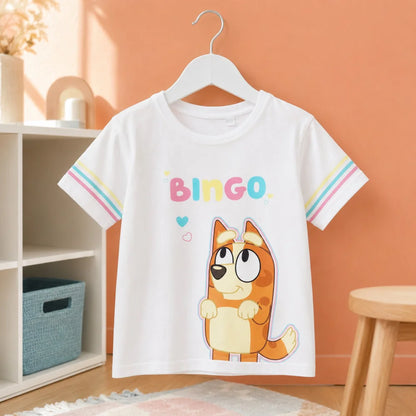 Bluey Bingo 2er Set Kinder Mädchen kurzarm T-Shirt Shirt Gr 92-98 Baumwolle - WS-Trend.de