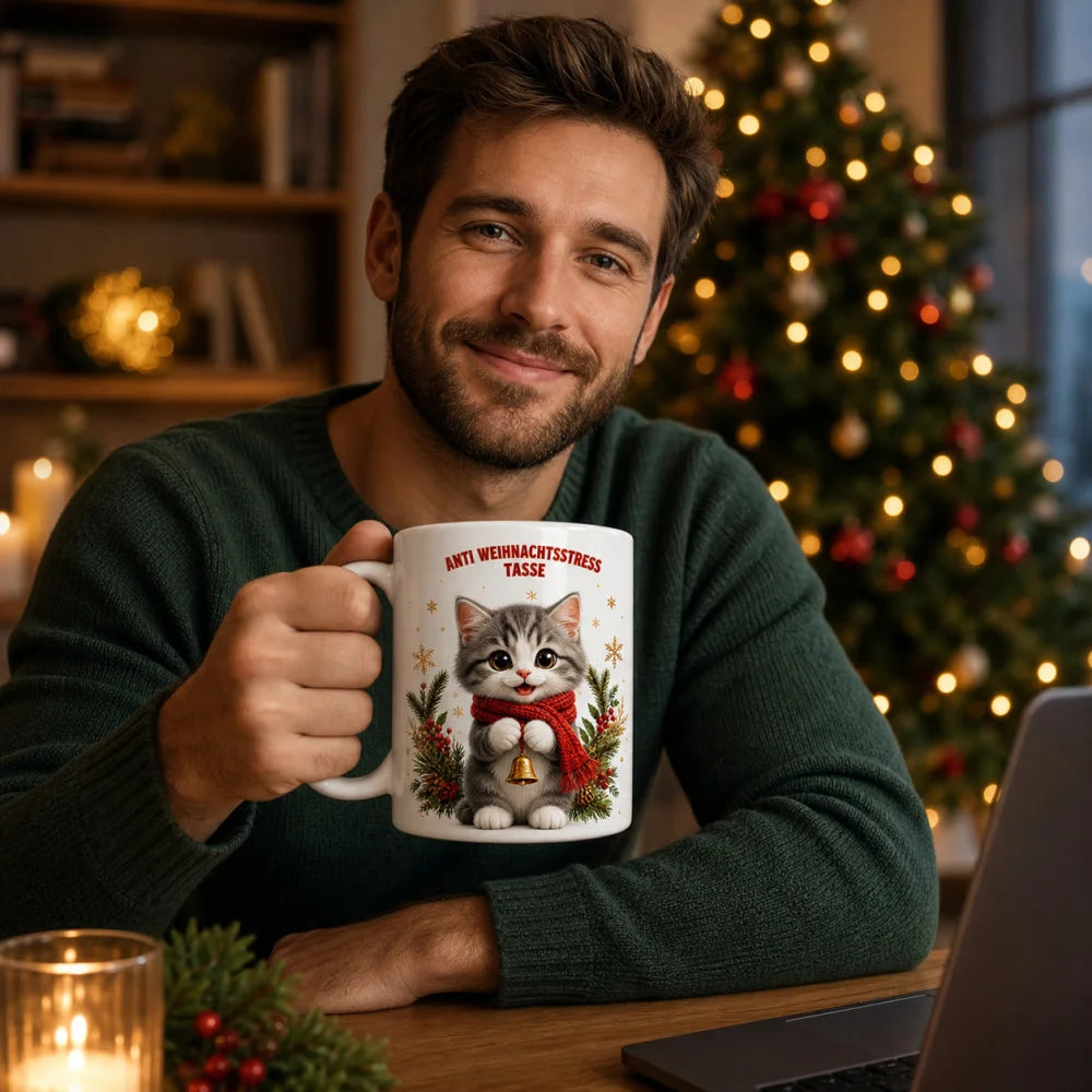 Anti Weihnachtsstress Weihnachten Tasse 325 ml – süße 3D-Tiere - WS-Trend.de