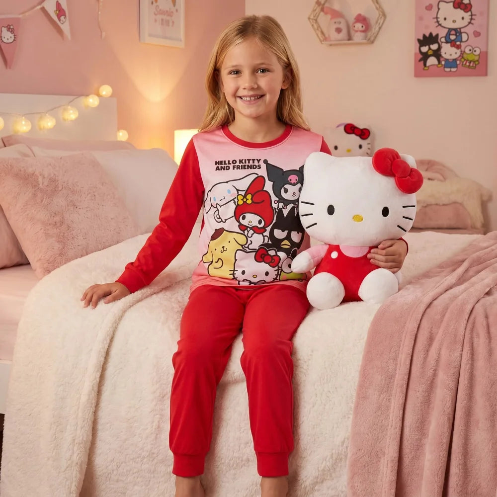 Hello Kitty Kinder Mädchen Schlafanzug Pyjama Shirt Hose Gr. 98-116 Baumwolle - WS-Trend.de