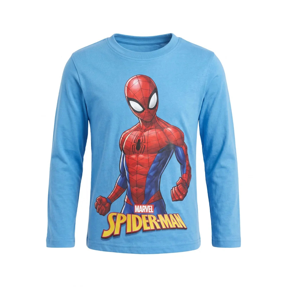 Marvel Spider-Man Jungen Langarmshirt Baumwolle Dunkelblau oder Hellblau 98–128 - WS-Trend.de