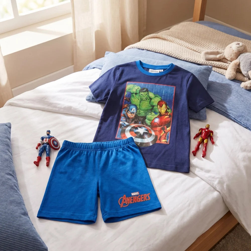 Marvel Avengers Jungen Schlafanzug Pyjama Shirt Shorts Gr. 98-128 Baumwolle - WS-Trend.de