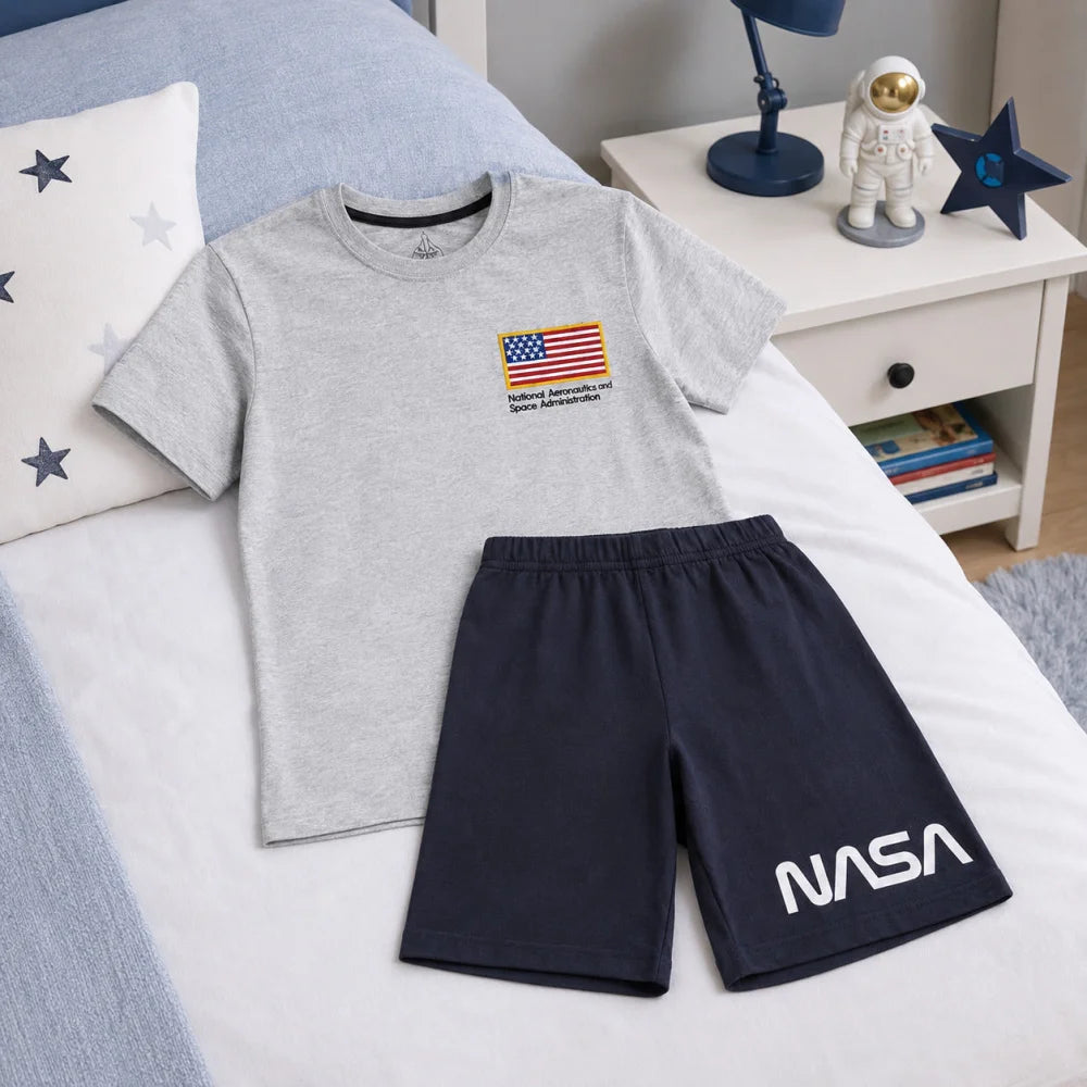 NASA Space Center Jugend Jungen Schlafanzug kurzarm Pyjama Gr.134-140 - WS-Trend.de