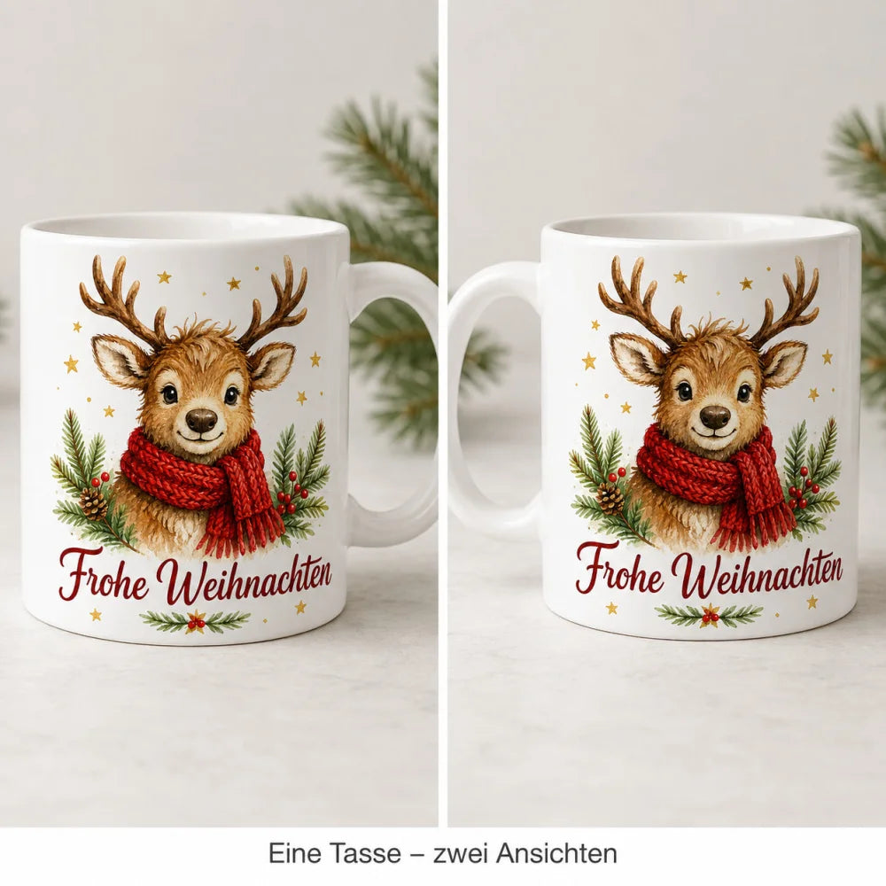 Rentier Weihnachtstasse - Geschenk zu Weihnachten - aus Keramik 330 ml - WS-Trend.de