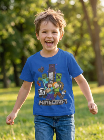 Minecraft Gamer Creeper Kinder T-Shirt Kurzarm Shirt Gr. 116-146 100% Baumwolle - WS-Trend.de