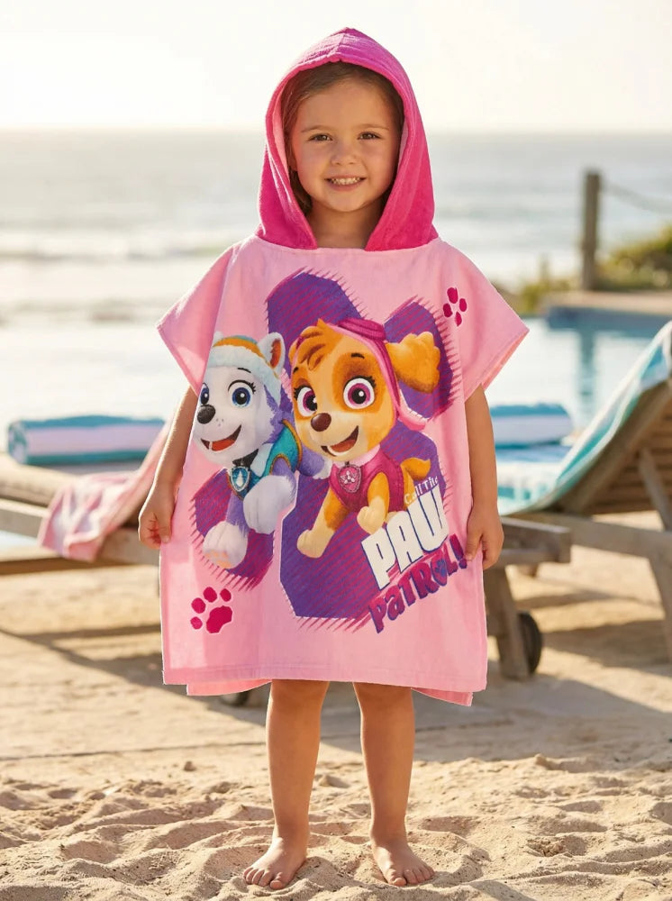 PAW Patrol Kinder Mädchen Mikrofaser Poncho Badetuch Badeponcho 55x110 cm - WS-Trend.de
