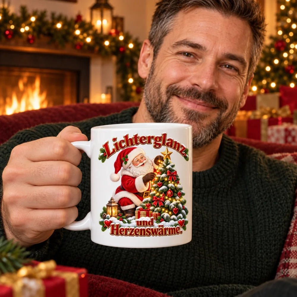 WS-Trend Lichterglanz Weihnachtsmann Tasse Keramik 330 ml Geschenkidee - WS-Trend.de