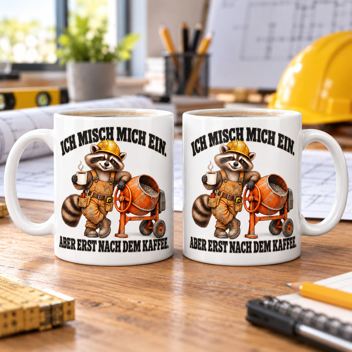 Baustellen Tasse Spruch Keramik 330 ml Geschenk Bauarbeiter beidseitig