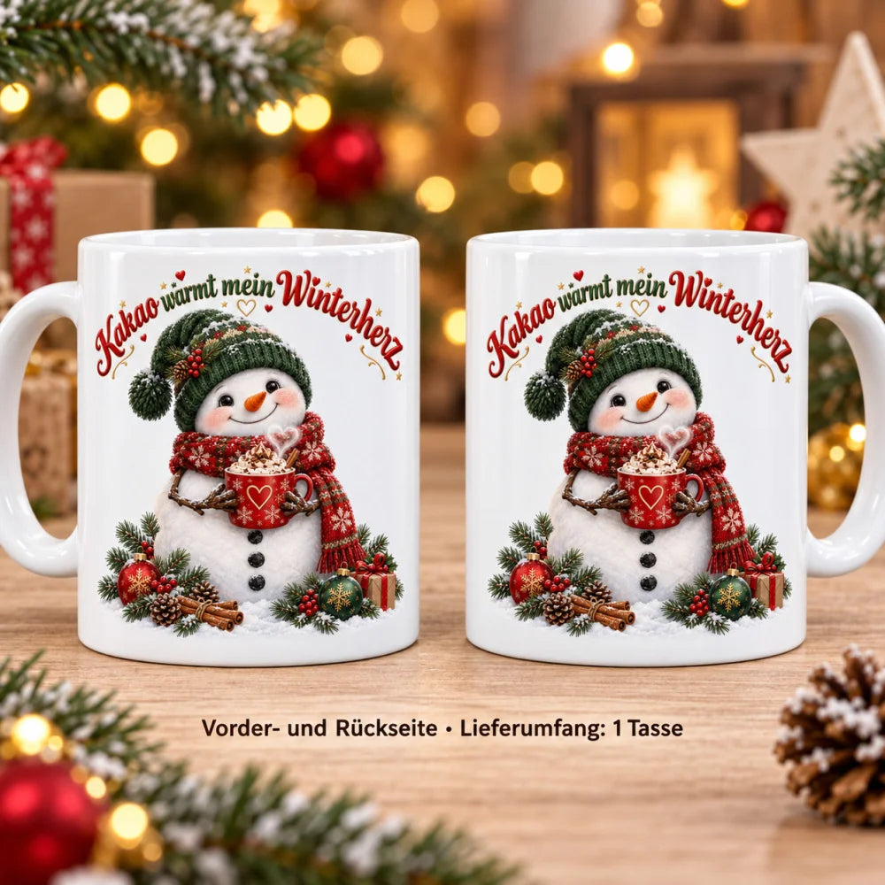 WS-Trend Winterherz Schneemann Tasse Keramik 330 ml Weihnachtsgeschenk - WS-Trend.de