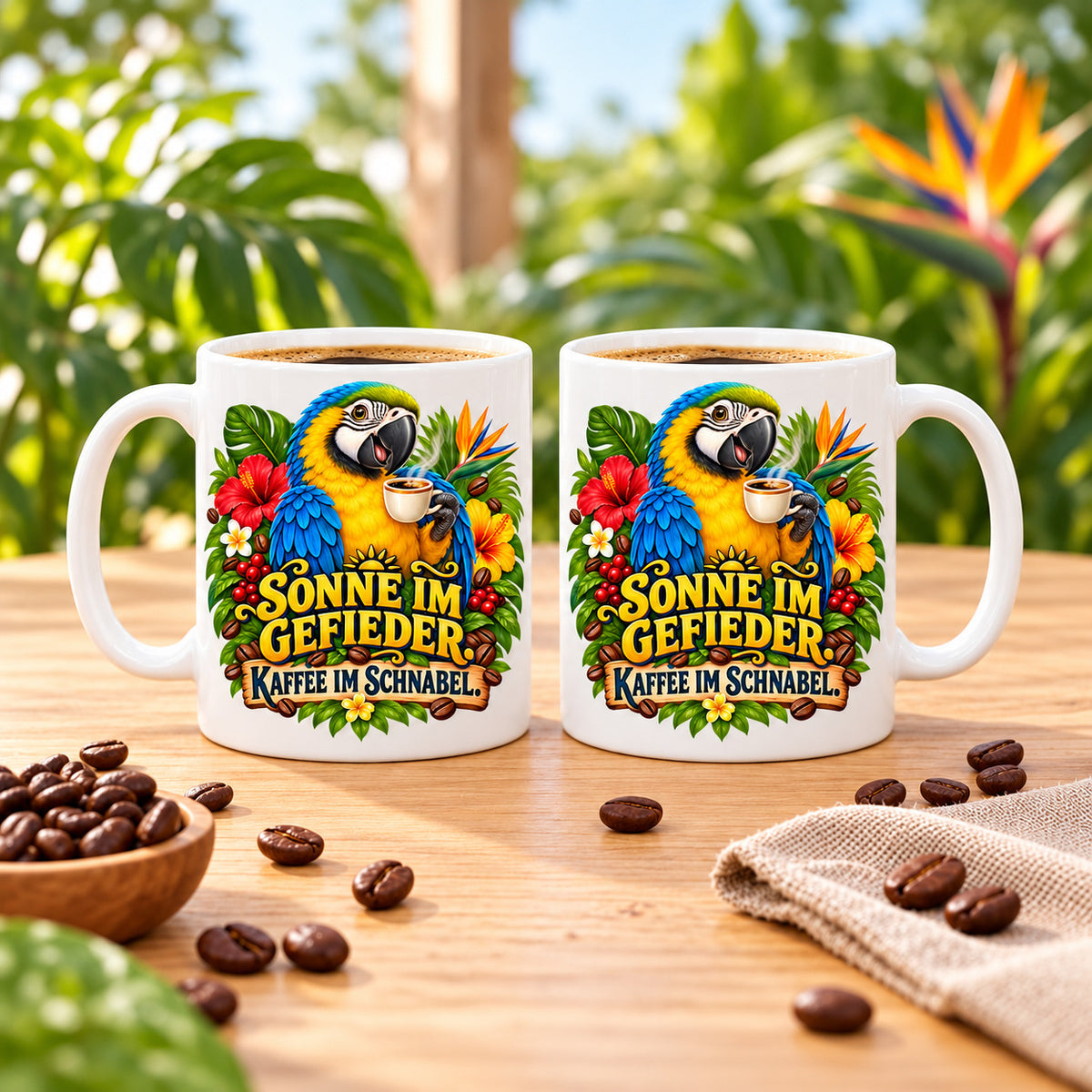 Brasilien Tasse Keramik 330 ml Spruch Geschenk Kaffee Urlaub Tiermotiv