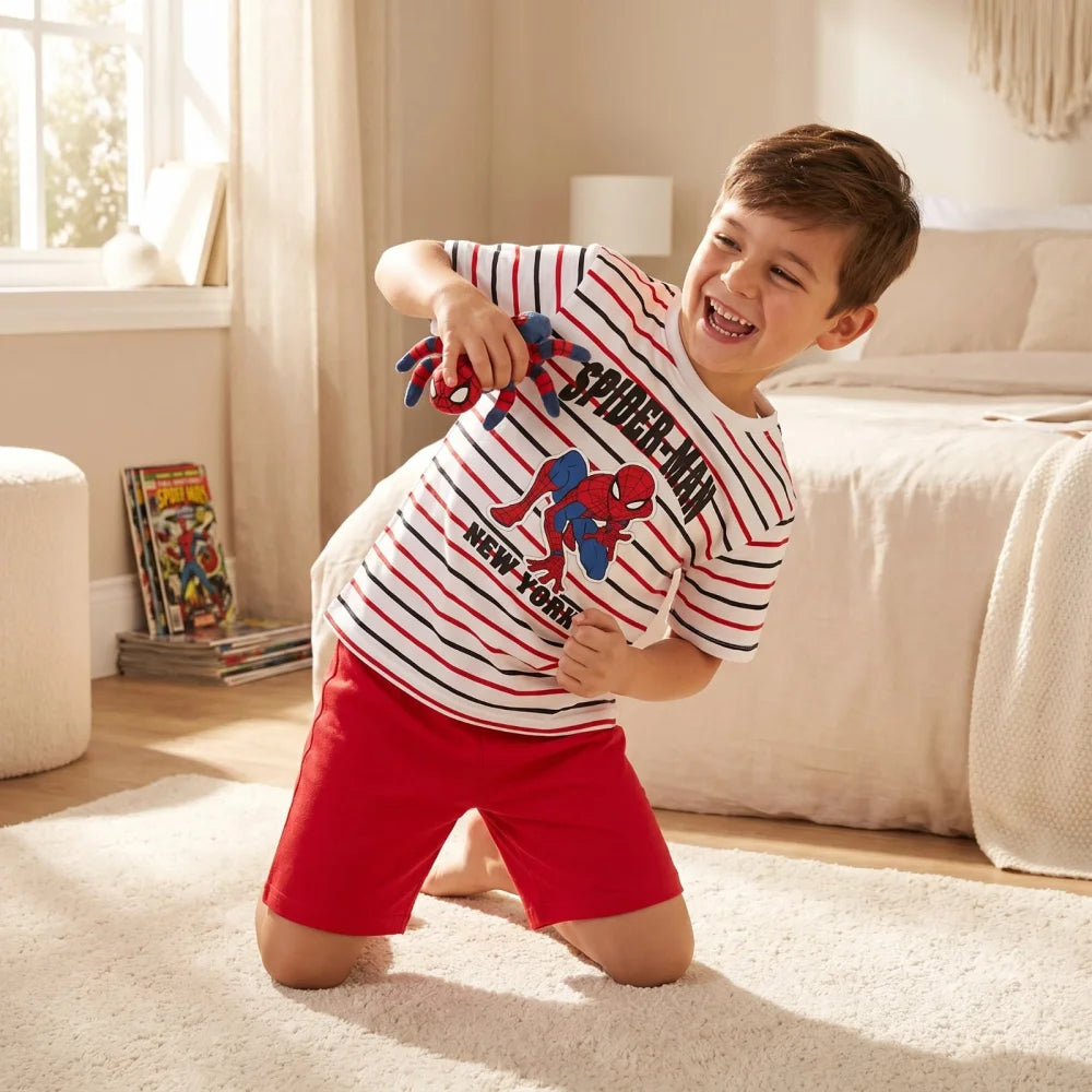 Marvel Spiderman Kinder Schlafanzug Pyjama kurz Nachtwäsche 104 - 134 Baumwolle - WS-Trend.de