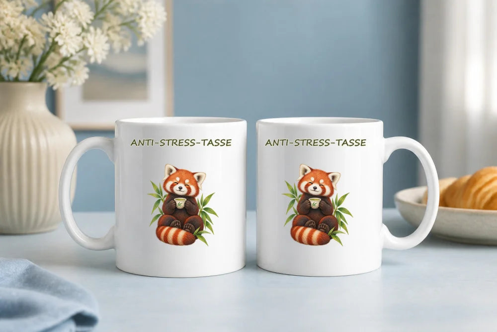 Anti-Stress-Tasse Roter Panda – Aquarell Keramikbecher 325 ml - WS-Trend.de