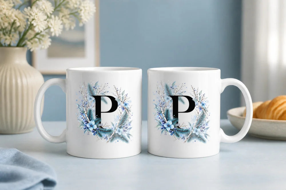 Winter Tasse A-Z Buchstaben 325 ml Keramik Geschenkidee personalisiert - WS-Trend.de