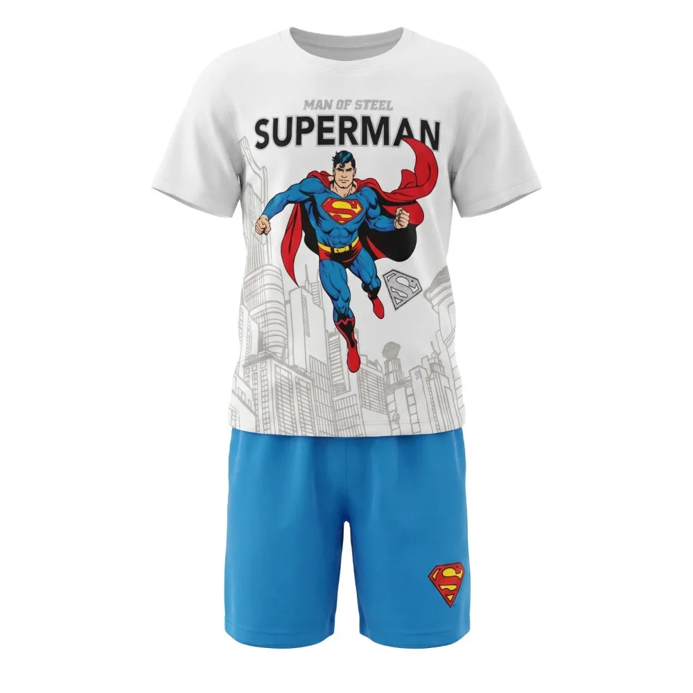 DC Comics Superman Kinder Jugend kurzarm Pyjama Schlafanzug 116-128 Shirt Shorts - WS-Trend.de