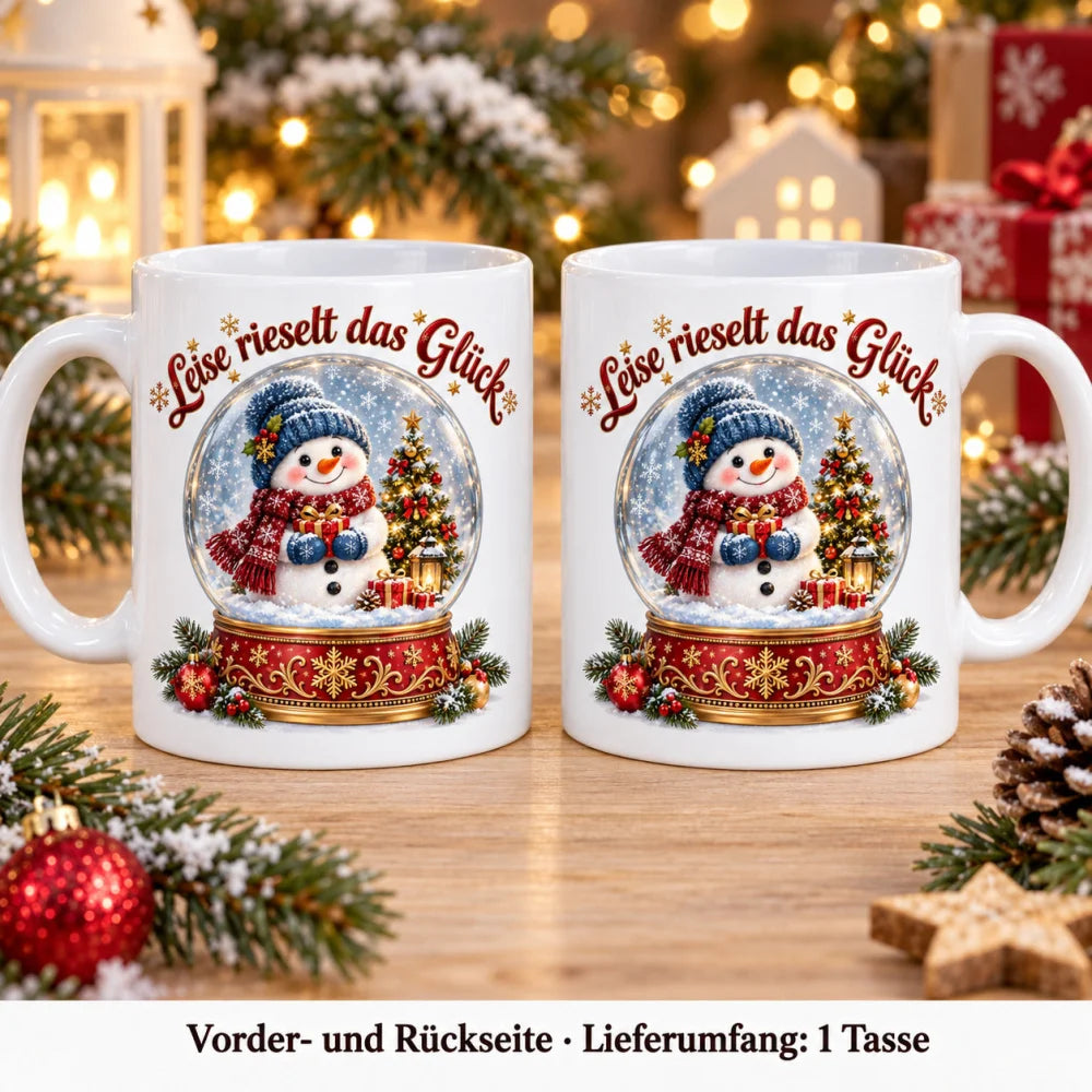 WS-Trend Leises Glück Schneemann Tasse 330 ml Geschenktasse mit Spruch - WS-Trend.de