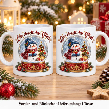 WS-Trend Leises Glück Schneemann Tasse 330 ml Geschenktasse mit Spruch - WS-Trend.de