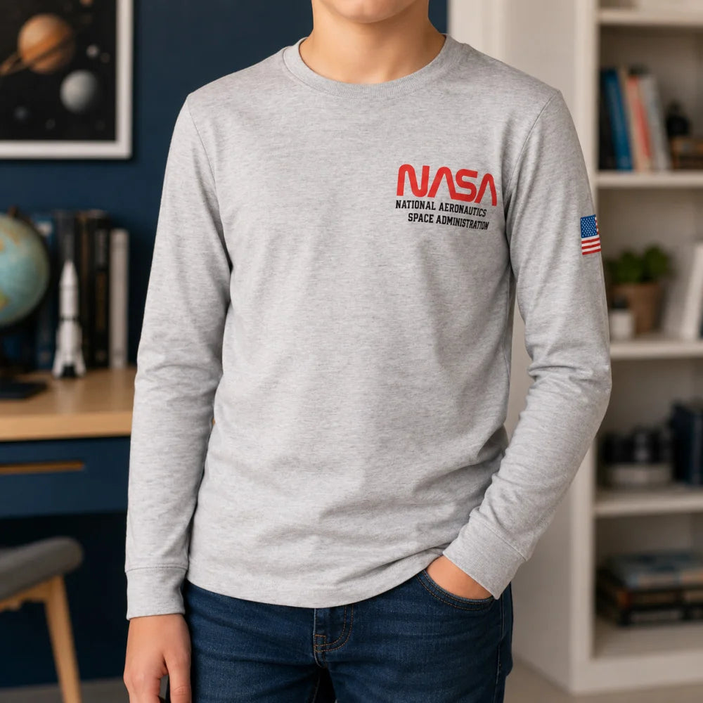 Print-Shirt NASA Space Center Kinder Jungen langarm T-Shirt Langarmshirt - WS-Trend.de