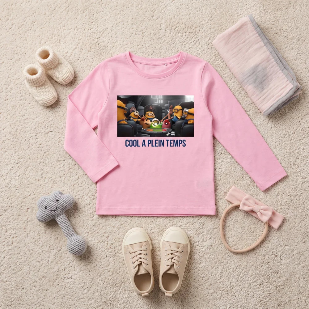 Print-Shirt Minions Kinder Mädchen T-Shirt Langarm Shirt 100% Baumwolle - WS-Trend.de