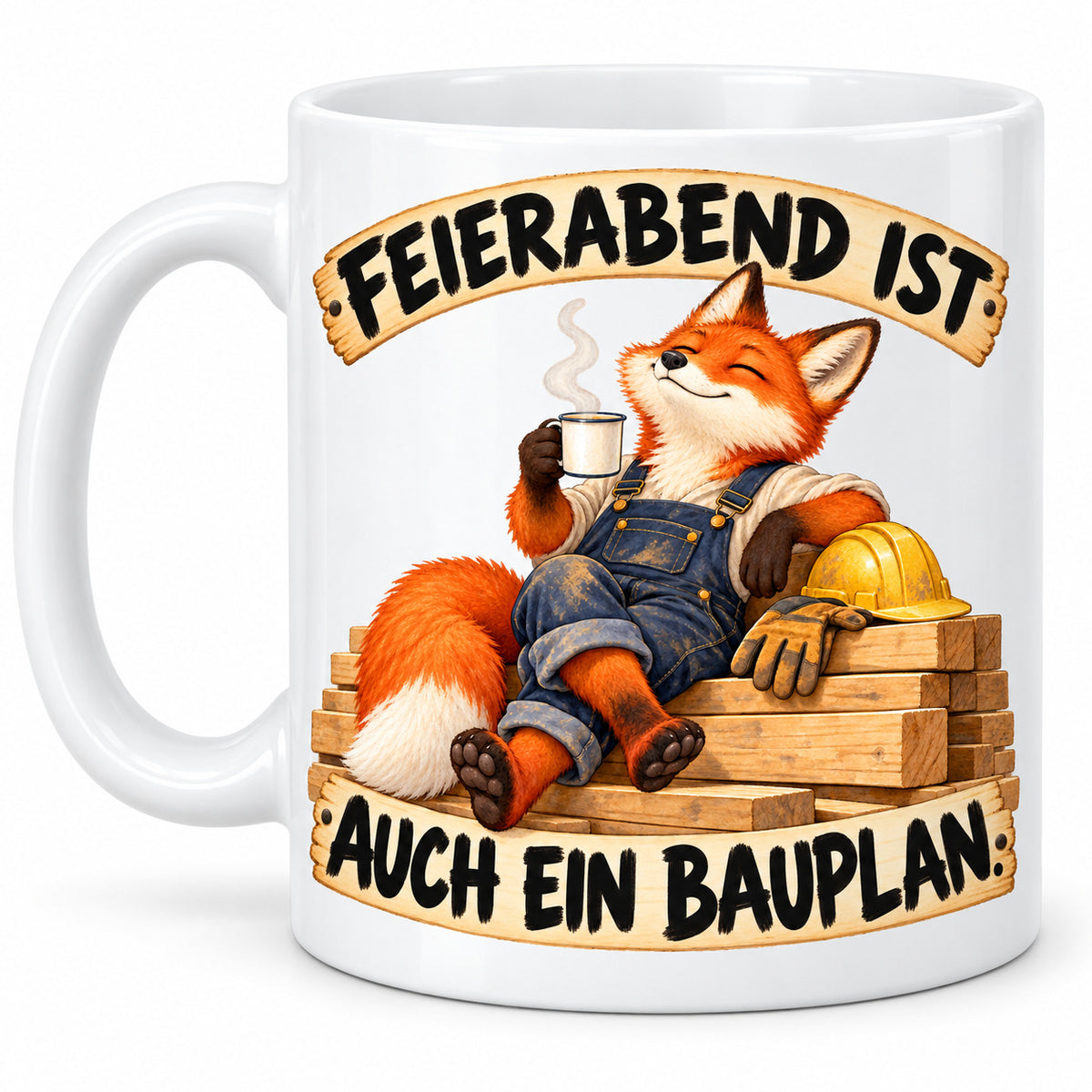 Baustellen Tasse Spruch Keramik 330 ml Geschenk Bauarbeiter beidseitig