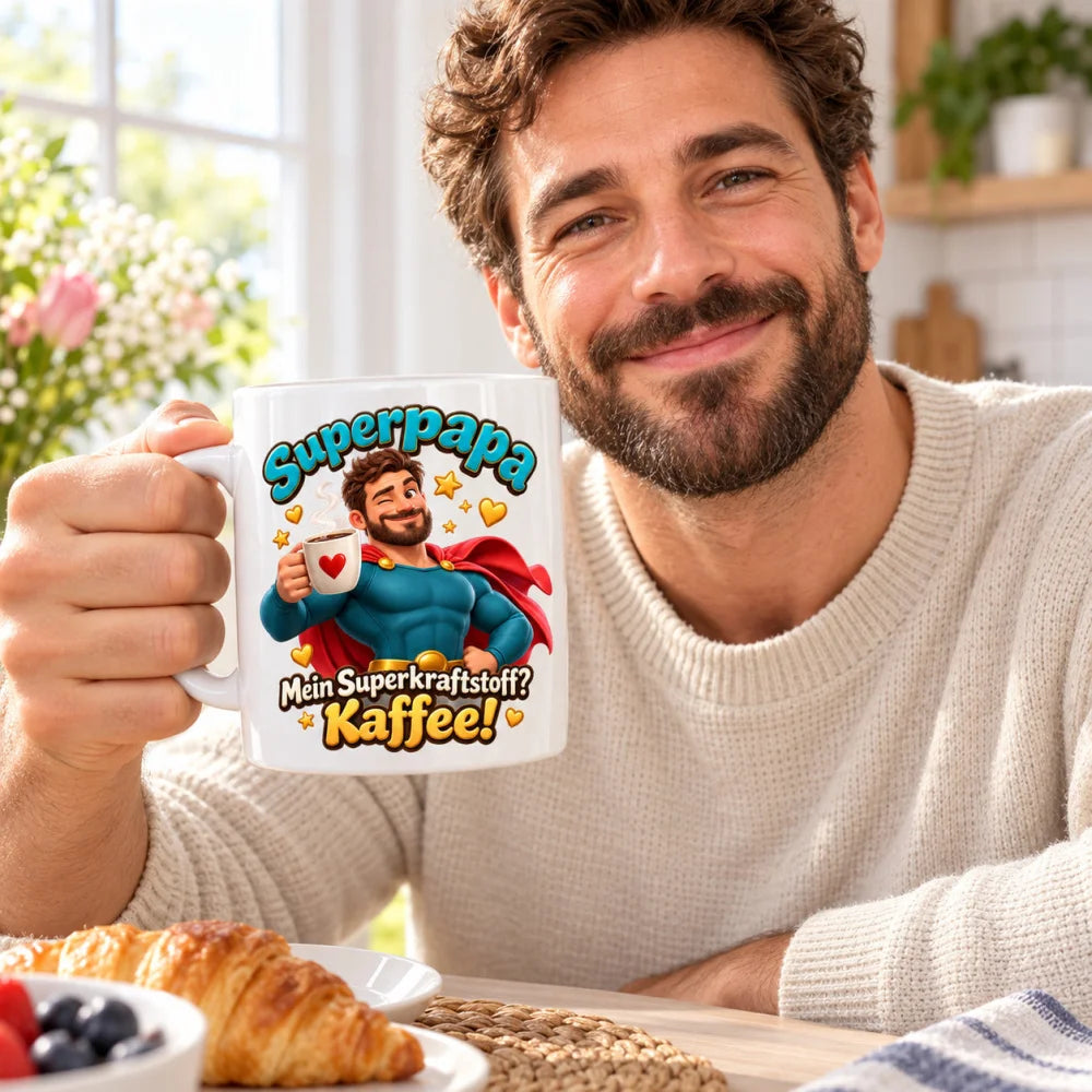 WS-Trend Superpapa Tasse Keramik 330 ml Geschenk für Papa zum Vatertag - WS-Trend.de
