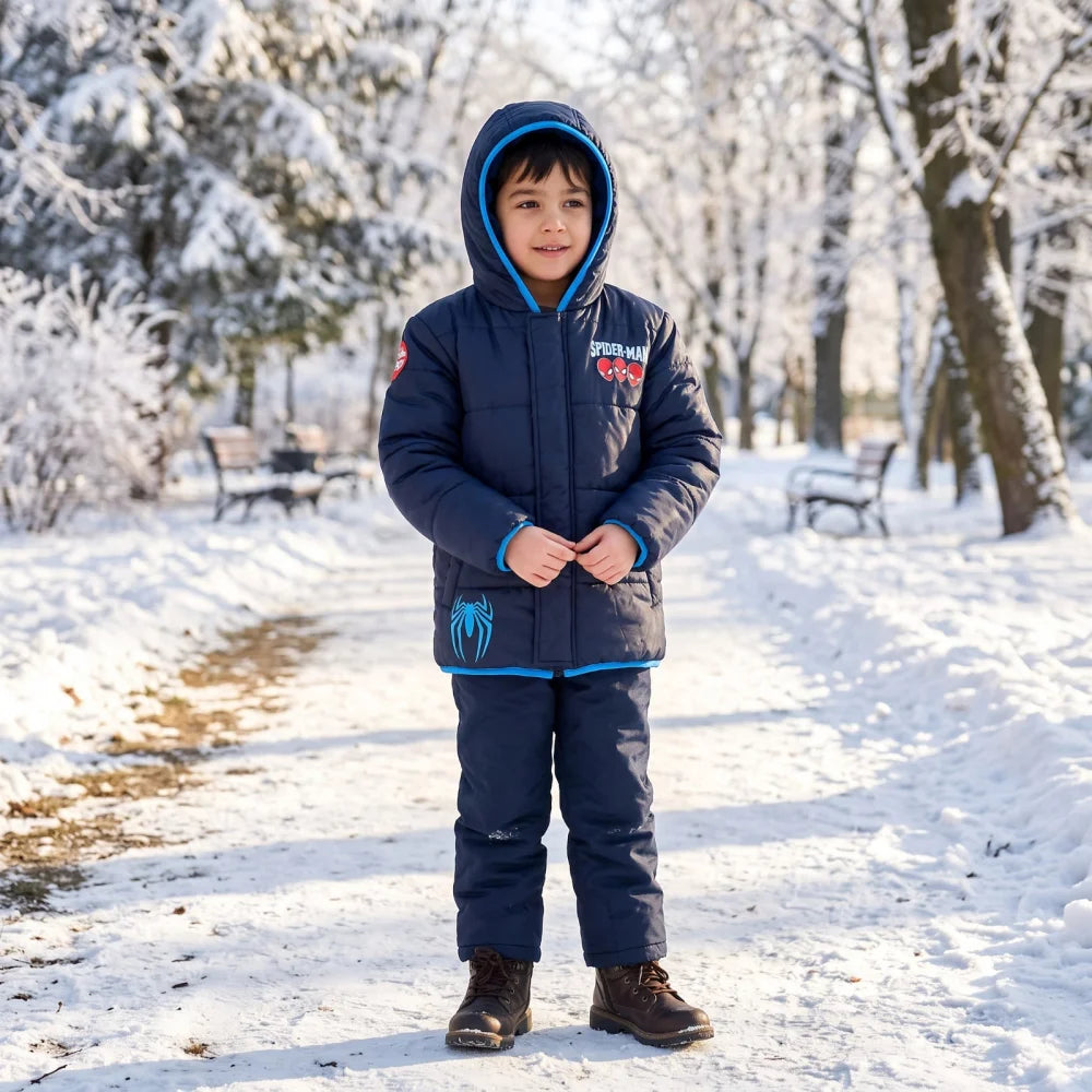 Marvel Spiderman Kinder Winterjacke Jungen Jacke mit Kapuze Gr. 98 bis 128 - WS-Trend.de