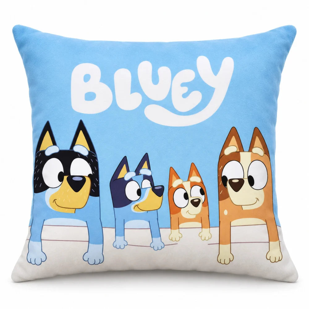 Bluey und Bingo Wendekissen 40x40x7 cm Dekokissen Hellblau Weiß - WS-Trend.de