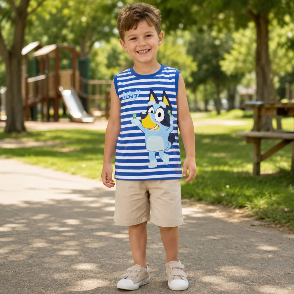 Bluey Bingo Kinder Jungen ärmellos T-Shirt Shirt Größe 104 bis 122 Baumwolle - WS-Trend.de