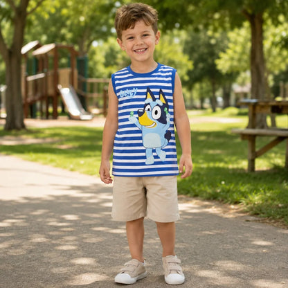 Bluey Bingo Kinder Jungen ärmellos T-Shirt Shirt Größe 104 bis 122 Baumwolle - WS-Trend.de