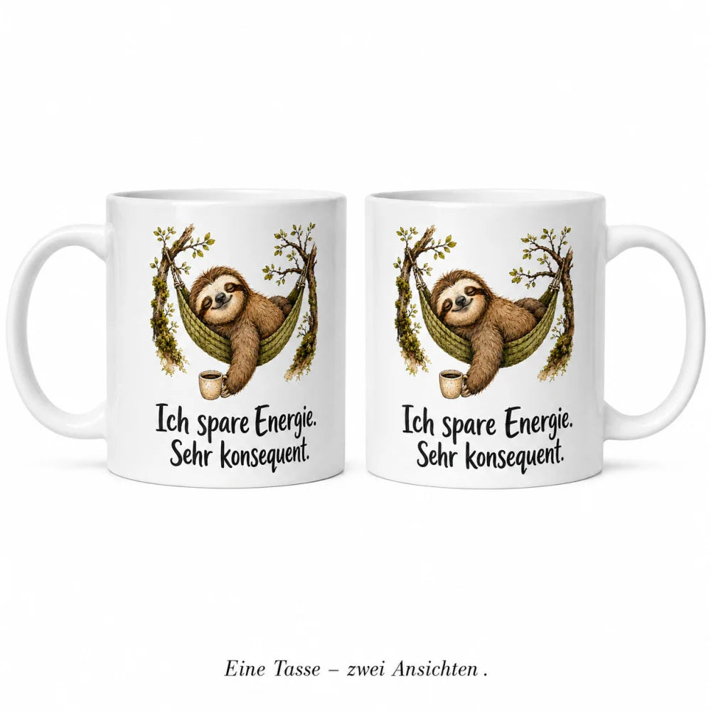 Faultier Anti-Stress-Tasse - lustiger Spruch - weiß aus Keramik 330 ml - WS-Trend.de