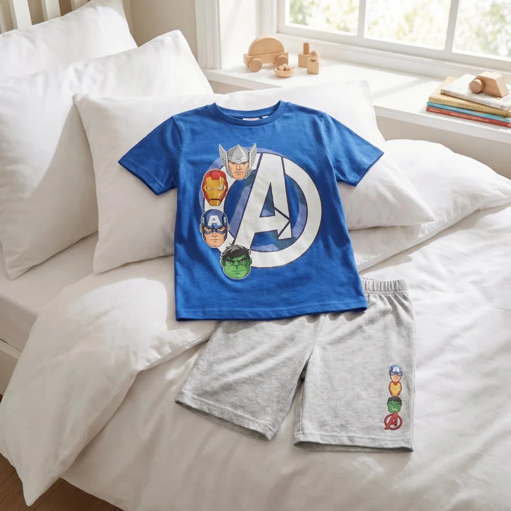 Marvel Avengers Kinder Schlafanzug Pyjama kurz Sleepwear 104 - 134 Thor Hulk - WS-Trend.de