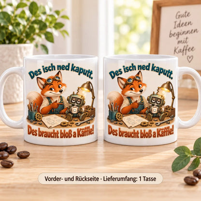 WS-Trend Tüftler Fuchs Tasse schwäbischer Spruch Keramik 330 ml lustig - WS-Trend.de