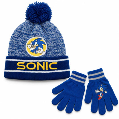 Sonic the Hedgehog Kinder Wintermütze Bommelmütze Handschuhe 52 54 - WS-Trend.de