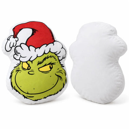 Der Grinch 3D Velourskissen 36x29x5 cm Weihnachtsmütze weißer Rand - WS-Trend.de