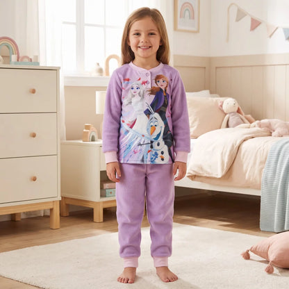 Schlafanzug Disney Die Eiskönigin Kinder Mädchen Coral Fleece Pyjama - WS-Trend.de