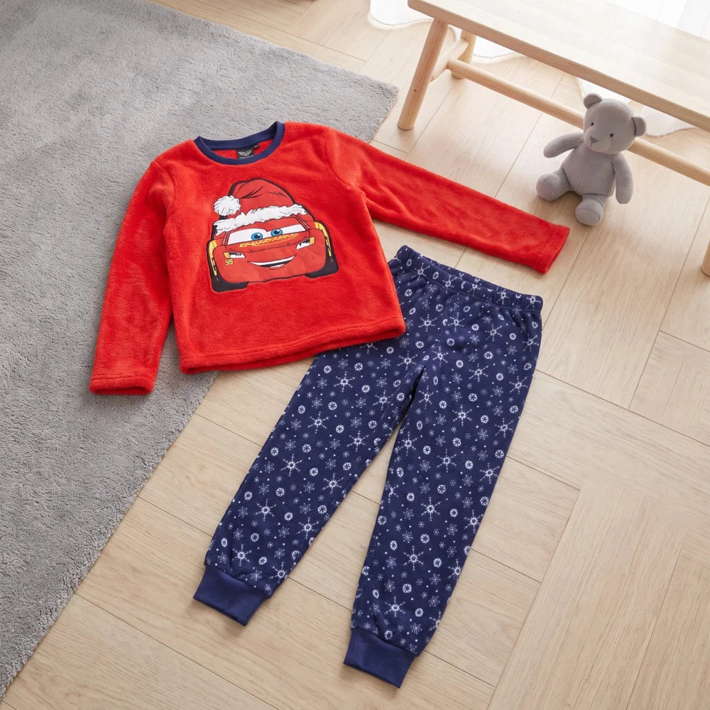 Disney Cars Lightning McQueen Weihnachts-Pyjama Coral-Fleece Größen 98–128 - WS-Trend.de