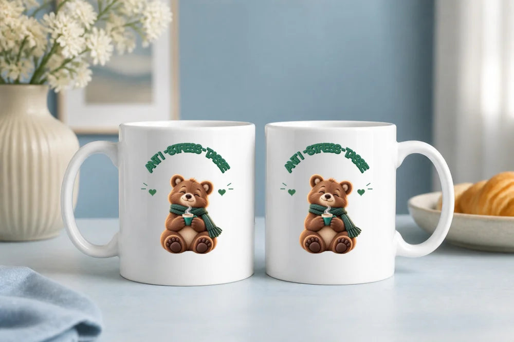 Anti-Stress-Tasse Braunbär 325 ml Keramik Kaffeebecher Geschenk - WS-Trend.de