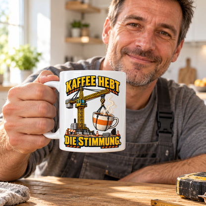 Baustellen Tasse Spruch Keramik 330 ml Geschenk Bauarbeiter beidseitig
