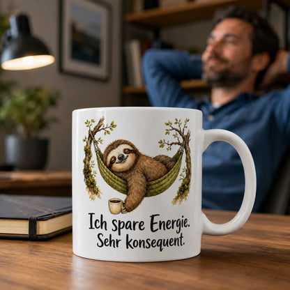 Faultier Anti-Stress-Tasse - lustiger Spruch - weiß aus Keramik 330 ml - WS-Trend.de