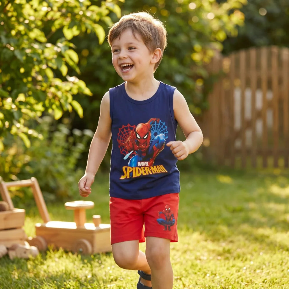 Marvel Spiderman Kinder kurz Pyjama Schlafanzug Shirt Shorts Gr. 98 bis 128 - WS-Trend.de
