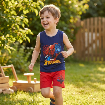 Marvel Spiderman Kinder kurz Pyjama Schlafanzug Shirt Shorts Gr. 98 bis 128 - WS-Trend.de