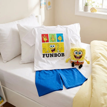 Spongebob Schwammkopf Kinder Schlafanzug Pyjama kurz 104 - 134 baumwolle - WS-Trend.de
