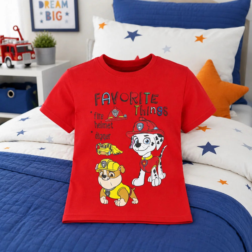 Paw Patrol Marshall Rubble Kinder kurzarm T-Shirt 98 -128 Jungen Baumwolle - WS-Trend.de