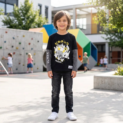 Pokemon Pikachu Glumanda Kinder langarm T-Shirt Shirt Gr. 104 - 140 - 100% Baumw - WS-Trend.de