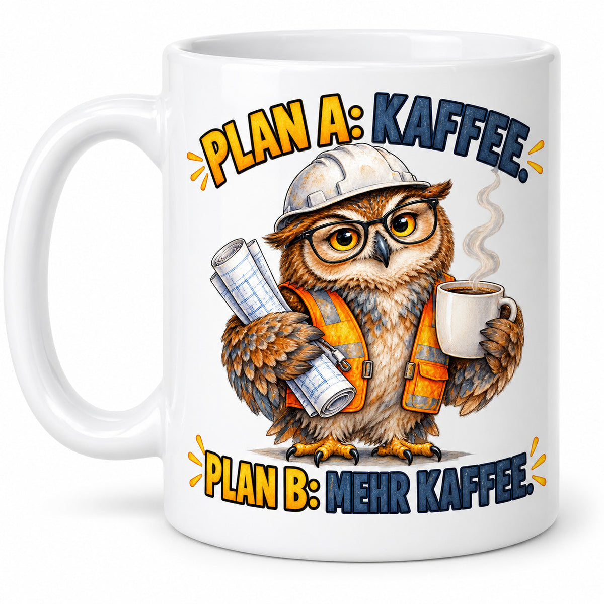 Baustellen Tasse Spruch Keramik 330 ml Geschenk Bauarbeiter beidseitig