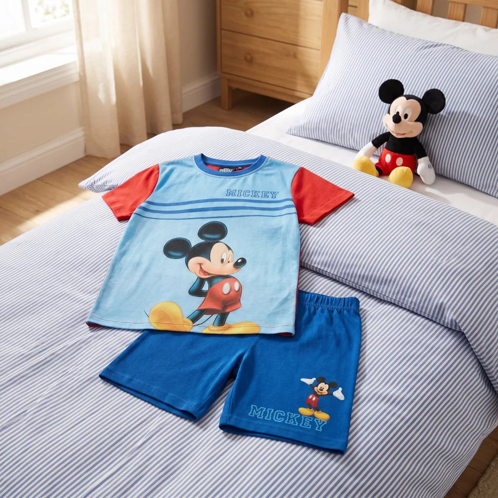 Disney Mickey Maus Jungen Schlafanzug Pyjama Shirt Shorts Gr. 92-116 Baumwolle - WS-Trend.de