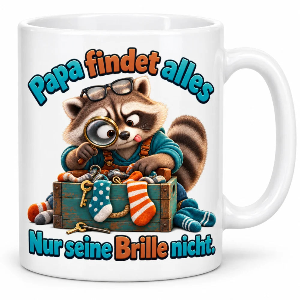 WS-Trend Waschbärpapa Kaffeetasse Keramik 330 ml Geschenk zum Vatertag - WS-Trend.de
